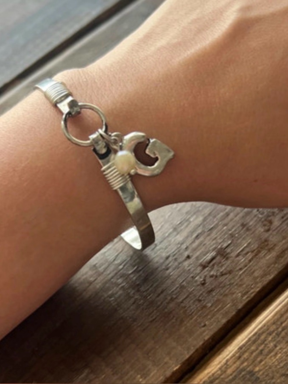 Silver Bangle - choose your letter - Picture 7 of 8